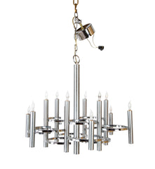 Gaetano Sciolari 12 Arm Chrome Chandelier