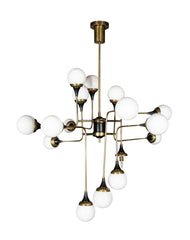 Stilnovo Brass and Opaline Glass Chandelier