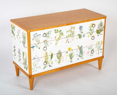 Swedish Chest with Applied Botanical Lithographs in the Manner of Josef Frank