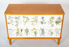 Swedish Chest with Applied Botanical Lithographs in the Manner of Josef Frank