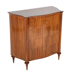 L. Jehan, France Four Drawer Chest with Matched Grain in Teak