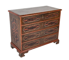 Swedish Four Drawer Painted Pine Wood Chest