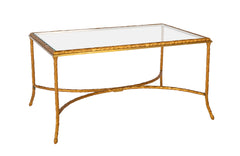 Maison Bagues Gilt Bronze Coffee Table with Arched Stretcher