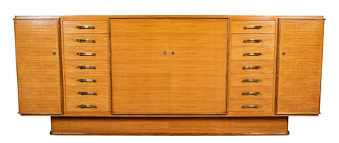 French School of Dominique Large Tiger Maple Sideboard