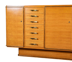 French School of Dominique Large Tiger Maple Sideboard