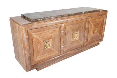 French Cerused Oak Three Door Architectural Sideboard