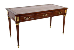 Three Drawer Mahogany Leather Top Desk