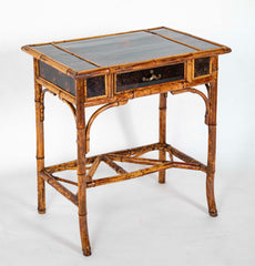 Mid 19th Century Petite Lacquer and Bamboo One Drawer Writing Table