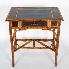 Mid 19th Century Petite Lacquer and Bamboo One Drawer Writing Table