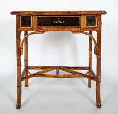 Mid 19th Century Petite Lacquer and Bamboo One Drawer Writing Table