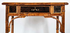 Mid 19th Century Petite Lacquer and Bamboo One Drawer Writing Table