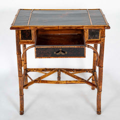 Mid 19th Century Petite Lacquer and Bamboo One Drawer Writing Table