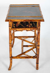 Mid 19th Century Petite Lacquer and Bamboo One Drawer Writing Table