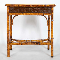 Mid 19th Century Petite Lacquer and Bamboo One Drawer Writing Table