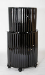 French Art Deco Ebonized Demilune Cocktail Cabinet