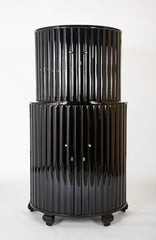 French Art Deco Ebonized Demilune Cocktail Cabinet