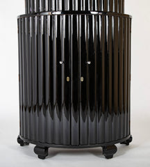 French Art Deco Ebonized Demilune Cocktail Cabinet