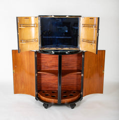 French Art Deco Ebonized Demilune Cocktail Cabinet