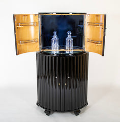 French Art Deco Ebonized Demilune Cocktail Cabinet