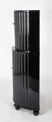 French Art Deco Ebonized Demilune Cocktail Cabinet