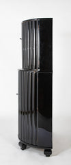 French Art Deco Ebonized Demilune Cocktail Cabinet