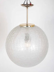 Suspended Crackle Glass "Globe" Pendant  Light by Doria Leuchten.