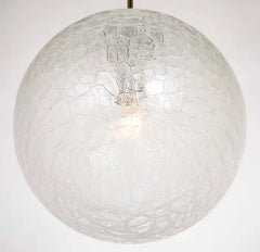 Suspended Crackle Glass "Globe" Pendant  Light by Doria Leuchten.