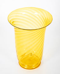 Early 20th Century Yellow Swirl Glass Vase by Steuben