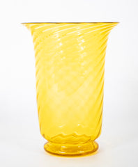 Early 20th Century Yellow Swirl Glass Vase by Steuben