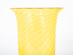 Early 20th Century Yellow Swirl Glass Vase by Steuben