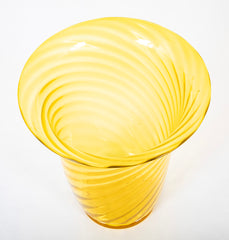 Early 20th Century Yellow Swirl Glass Vase by Steuben