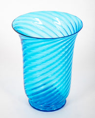 1930's Steuben Blue Swirl Glass Vase