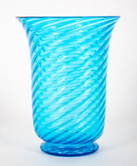 1930's Steuben Blue Swirl Glass Vase