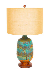 Large Glazed Clay Vase as Lamp