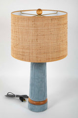 French Blue Suede Wrapped Lamp