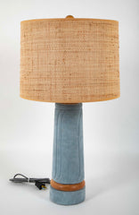 French Blue Suede Wrapped Lamp