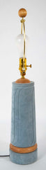 French Blue Suede Wrapped Lamp