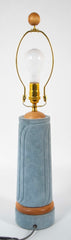 French Blue Suede Wrapped Lamp