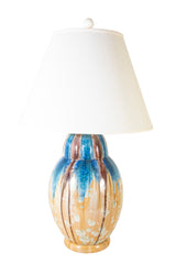 Joseph & Pierre Mougin Blue and Brown Glazed Vase now a Lamp