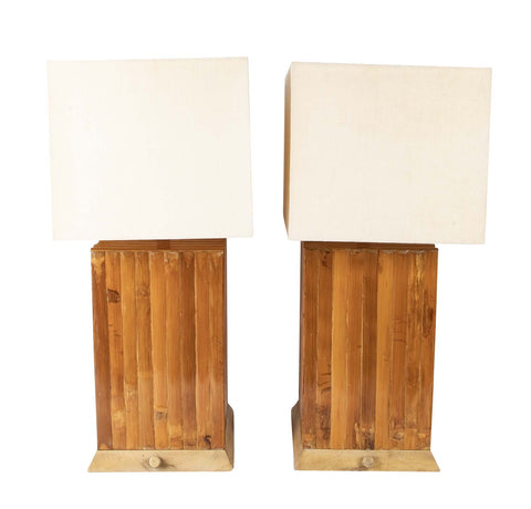 Pair of Bamboo Table Lamps by Paul Laszlo