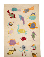 Kilim Runner Featuring Aquatic Fauna