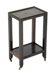 A Karl Springer Snakeskin Two Tier Side Table