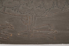 A Roger Capron Lead Wrapped Coffee Table with Incised Bird on Table Top