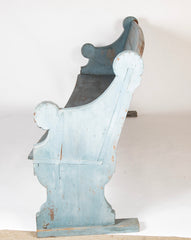 A Late 19th Century American Curved Blue Painted Settle Bench