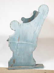 A Late 19th Century American Curved Blue Painted Settle Bench