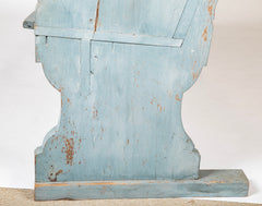 A Late 19th Century American Curved Blue Painted Settle Bench