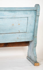 A Late 19th Century American Curved Blue Painted Settle Bench