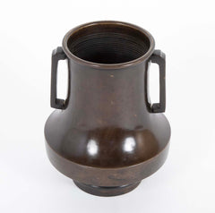 Double Handled Patinated Bronze Ikebana Vase