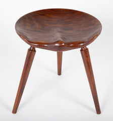 Pair of Deeply Shaped 3 Legged Stools in Exotic Wood