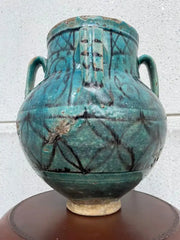 18th Century Turkish Ottoman Turquoise Glazed Storage Jar